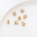 Detail of 14k gold-plated cylinder spacer beads with pavé cubic zirconia for DIY jewelry - 18K Gold