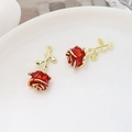 3D Emaille Rosenanhänger in Rot und Gold für DIY Schmuckherstellung Halsketten Ohrringe - Goldene Rose
