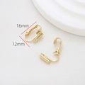 Vista macro de adaptadores de pendientes de clip dorados, medidas 16mm por 12mm - Convertidor de Clip con Anillo de Suspensión (16mmx12mm)