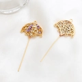 Detail of umbrella jewelry connector with colorful zircon stones and DIY hanging loops - Umbrella Pendant Style / Gold
