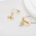 Vista macro de adaptadores de pendientes de clip dorados con rosca y dimensiones - Convertidor Espiral con Placa Plana de 8mm (20mmx17mm)