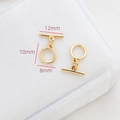 Details von vergoldeten OT-Knebelverschlüssen aus Messing mit 12mm Stab und 8mm Ring - Minimalistischer runder Stil (1K Gold - Einzelpreis) / Gold