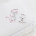 Makroaufnahme der Maße vom silbernen OT-Knebelverschluss für DIY-Schmuck - Minimalistischer runder Stil (2# Weißgoldfarbe - Einzelstückpreis) / Silber