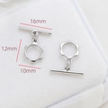 Silberner OT-Knebelverschluss mit 16-mm-Stab und 10-mm-Blumenring für Schmuckzubehör - Sechsblättrige Blütenform (4# Weißgoldfarbe, Einzelpreis) / Silber