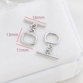 Gros plan du fermoir à bascule argenté avec barre de 16mm pour la création de bijoux - Style Rectangle Arrondi (Couleur Or Blanc n°12, Prix à l'unité)