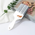 Detail of forest fox print on white air cushion hairbrush with ergonomic hanging hole - Red Fox Style (A)
