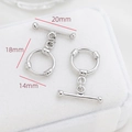 Détails des dimensions du fermoir à bascule OT pour la création de bijoux argentés - Style Industriel Minimaliste (18# Tons Or Blanc, 1 Pièce)