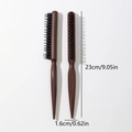 Portable brown cartoon kitten hair brush with dense black bristles for hair styling - Three-Row Pointed Tail Teasing Brush