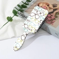 Detail of cute square cushion hairbrush with colorful eyeglass frames print on a soft fabric - Customizable Pattern / Glasses Print Style B (B)