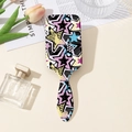 Detail of star pattern paddle hairbrush with ergonomic handle and graffiti art style - Multicolor Star Pattern (Style A)