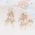 Détail de boucles d'oreilles branche faites main avec perles et cristaux en plateau - Jaune Foncé Clair Rond Cristal Tissé