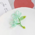 Detailed handmade beaded flower pendant in mint green crystal pearls for DIY jewelry - Green Double Flower