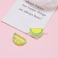 Detailed view of yellow resin watermelon charms with metal pins for DIY jewelry making - Yellow Watermelon