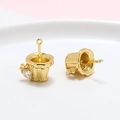 Close-up of gold-plated carrot pot charms with cubic zirconia and hanging loop - Carrot Potted Plant Style / K Gold (Unit Price)
