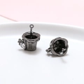 Detail of gunmetal cup pendants with heart zircon and top loop for DIY jewelry making - Carrot Potted Plant Style / Gun Black (Unit Price)