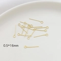 14k gold plated eye pins for DIY jewelry making size 0.5x16mm set of beads findings - 1#0.5x16mm / 14K Gold (0.5x16mm)