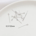 DIY jewelry 0.5x20mm eye pins in bright silver finish for handmade necklaces - White Gold (0.5x20mm)