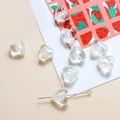 Nahaufnahme von transparenten Herzperlen mit Goldflocken für DIY-Schmuck mit Metallstiften - 1# Weiß Transparent
