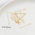 Bulk 0.5x25mm 14k gold-plated metal eye pins for DIY jewelry making and beading - 18K Gold (0.5x25mm)