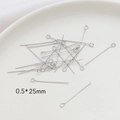 DIY silver eye pins 0.5x25mm in 14k gold plated metal for jewelry making - White Gold (0.5x25mm)