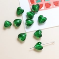 Macro de perles de verre en cœur vert avec feuille d'or pour création de bijoux - 7# Vert Foncé
