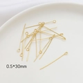 14k gold plated 9-shaped eye pins 0.5x30mm for DIY jewelry making accessories - 18K Gold (0.5x30mm)