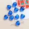Détail de perles de verre bleues en forme de cœur avec paillettes dorées pour bijoux DIY - 9# Bleu Saphir