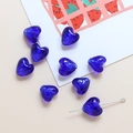 Détail de perles de verre en forme de cœur bleu foncé avec feuille d'argent pour bijoux - 10# Bleu Foncé