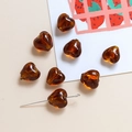 Gros plan de perles en forme de cœur ambré avec paillettes dorées pour bijoux DIY - 12# Roux