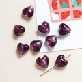 Macro de perles de verre violettes en forme de cœur avec feuille d'or pour bijoux DIY - 13# Violet
