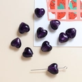 Détail de perles de verre violettes en forme de cœur avec feuille d'or pour bijoux - 14# Violet Foncé