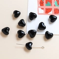 Détails de perles en verre noir en forme de cœur avec trous pour création de bijoux - 15# Noir