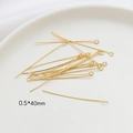 Golden 0.5x40mm eye pins for DIY jewelry making with smooth metallic finish - 18K Gold (0.5x40mm)