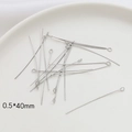 Silver 0.5x40mm stainless steel eye pins for DIY jewelry making and bead stringing - White Gold (0.5x40mm)
