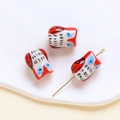 Macro shot of colorful ceramic owl beads for DIY jewelry making and necklaces - Owl (6#) / 1 Piece / Red