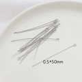 Silver color 0.5*50mm eye pins for jewelry making, 14k gold plated metal accessories - White Gold (0.5x50mm)