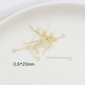 0.6x20mm 14k gold plated eye pins for DIY jewelry making in a white ceramic dish - 14K Gold (0.6x20mm)