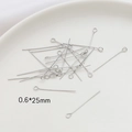 Silver 0.6x25mm 9-shape eye pins for jewelry making and DIY beaded accessories - White Gold (0.6x25mm)