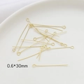 Golden 14k gold-filled eye pins 0.6x30mm for DIY jewelry making and beading projects - 14K Gold (0.6x30mm)