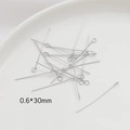 Silver 0.6x30mm metal eye pins for DIY jewelry making and handmade accessories - White Gold (0.6x30mm)