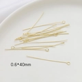 Gold plated eye pins 0.6x40mm for jewelry making and handmade DIY accessories - 14K Gold (0.6x40mm)