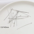 Silver 0.6x40mm eye pins in 14k gold plated finish for DIY jewelry making - White Gold (0.6x40mm)