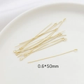 DIY jewelry 14k gold plated 0.6x50mm metal eye pins for handmade necklace and bracelet - 14K Gold (0.6x50mm)