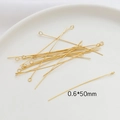 DIY jewelry 14k gold plated eye pins 0.6x50mm for handmade bracelets and necklaces - 18K Gold (0.6x50mm)