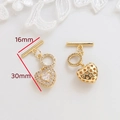 Detail of 16x30mm gold plated heart OT toggle clasp with zircon micro-pave for jewelry DIY - Style 1 (1#)