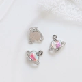 Détails de pendentifs planète cœur avec glaçage coloré et zircon pour bijoux DIY faits main - Argent Cœur Dégradé