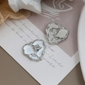 Detailaufnahme von herzförmigem Rosenanhänger mit Emaille und strukturierter Rückseite - Herz Silberbasis Weiße Rose (15#)