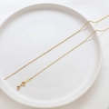 Dettaglio catena regolabile placcata oro 14k con terminale ad ago e chiusura a molla - Catena a O Placcata Oro 18K