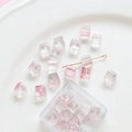 Close-up of square glass beads with pink and green swirls for DIY jewelry making - 20 Pieces Pack / 1# Light Pink