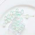Mint green translucent cube beads with texture for DIY jewelry making and beads set - 20 Pieces Pack / Pale Green